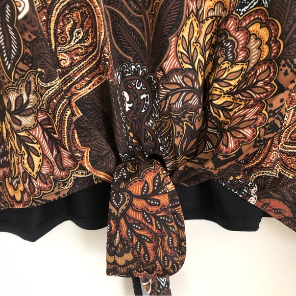 RUBY RD. WOMEN'S TOP WOMEN'S SIZE XL PAISLEY TIE FRONT KNIT 3/4 SLEEVES PULLOVER - Picture 8 of 8